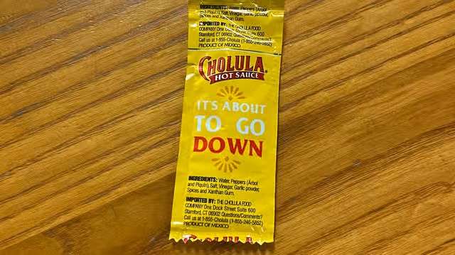 Cholula hot sauce packet